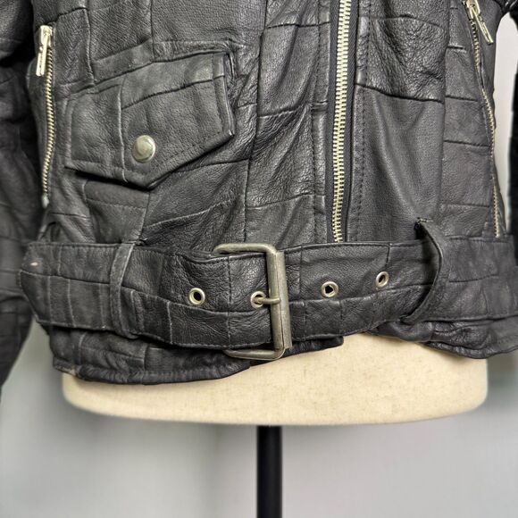 ACCENT on You 100% Leather Motorcycle Jacket, Black, Belt, Zipper, Sz S 2/$50 - Picture 10 of 16